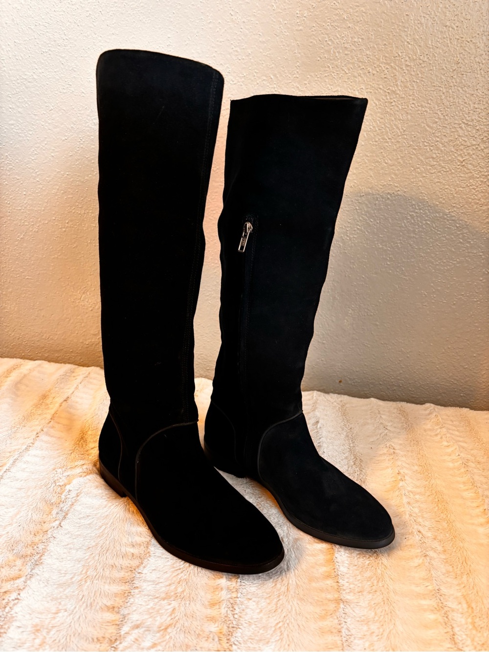 UGG Black Suede Leather Women's tall Boots Boho Indie NEW